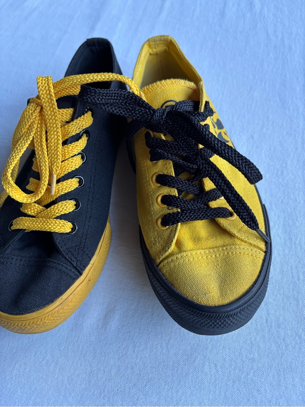 Reverse Two-Tone Yellow and Black Women's Sneakers